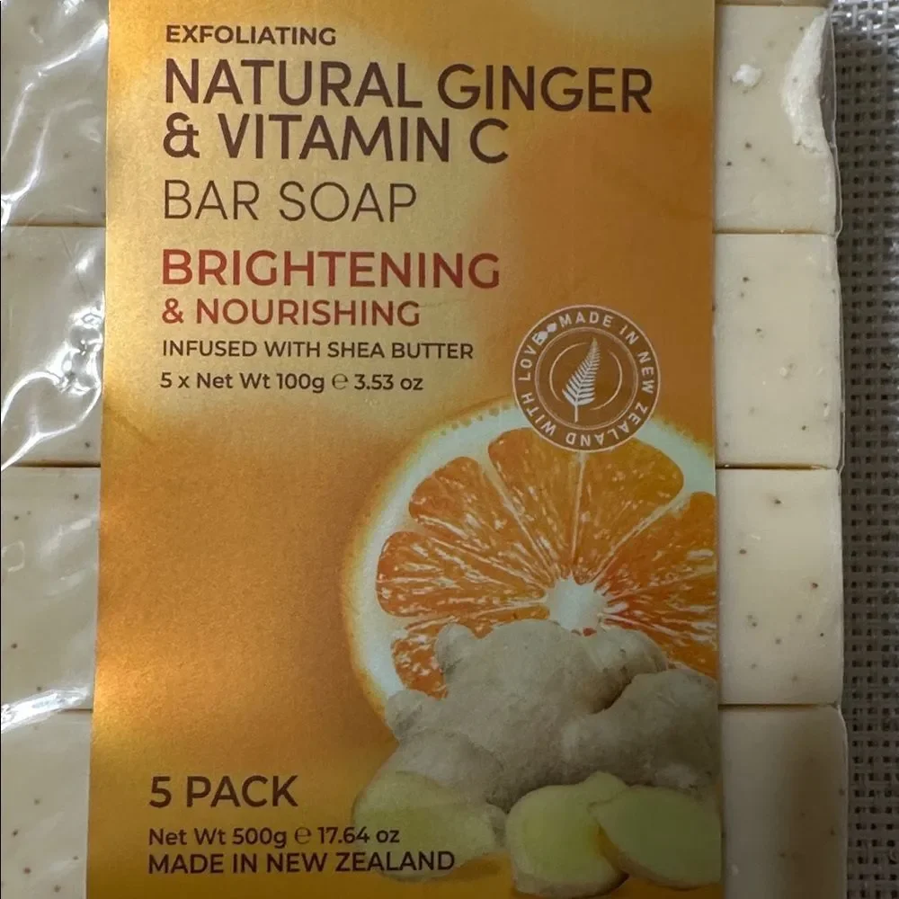 NATURAL INFUSION GINGER VITAMIN C SHEA BUTTER BRIGHTENING NOURISHING SOAP X 5